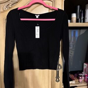 Garage Black Ribbed Crop Top